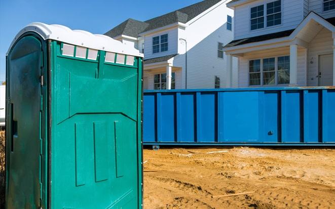 dumpster and portable toilet at a construction site project in Midlothian TX